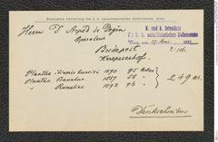 k.k. naturhistorisches Hofmuseum, Intendanzakten 1885-1896 (Hauer), Aktenzahl Z.256/1893, Seite 1